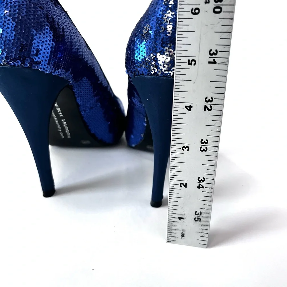 Chinese Laundry Women Ladybug Blue Sparkling Sequin Peep Toe Stiletto Heels 6.5